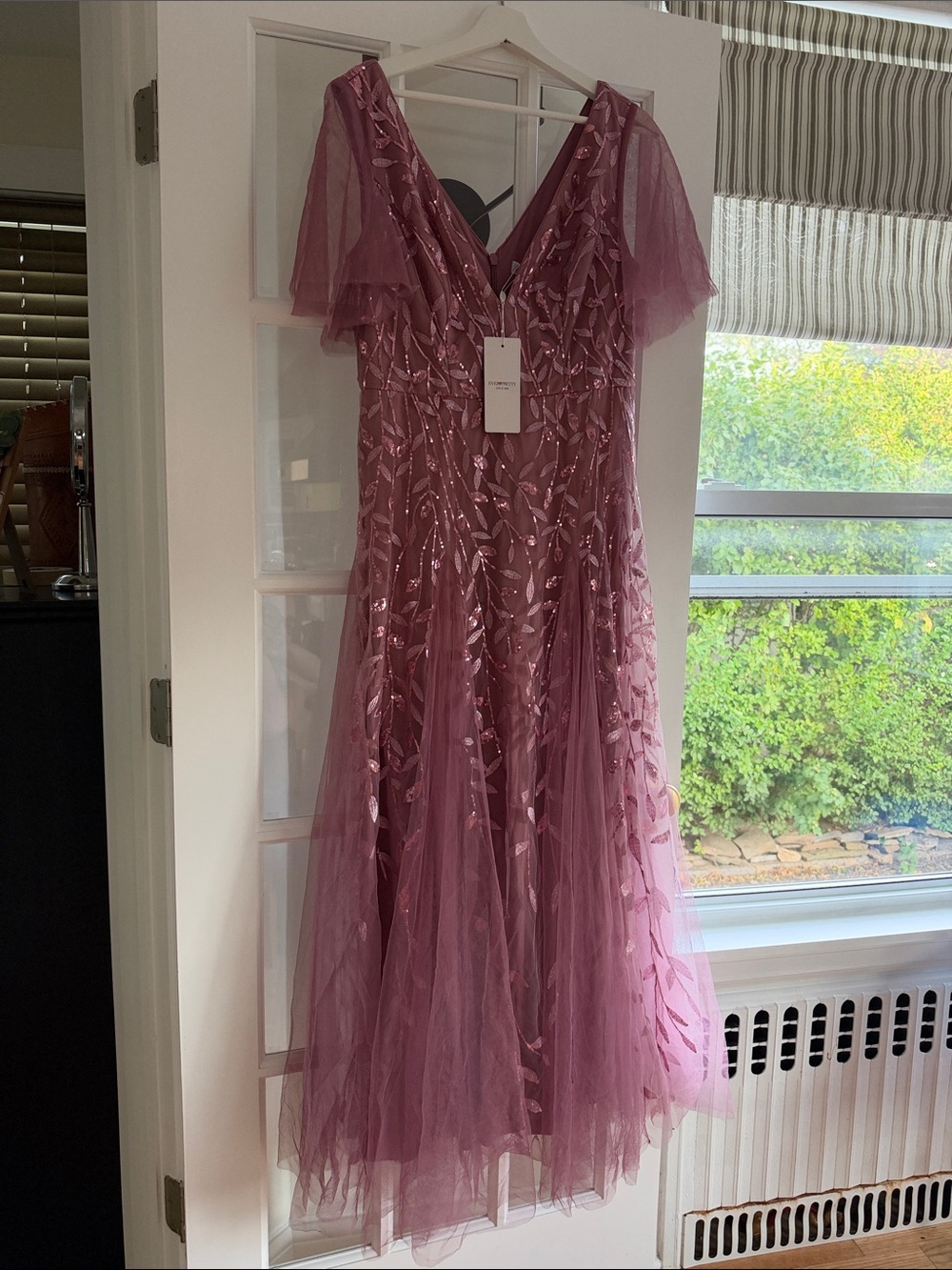 Ever Pretty Dusty Rose Embroidered Tulle Gown